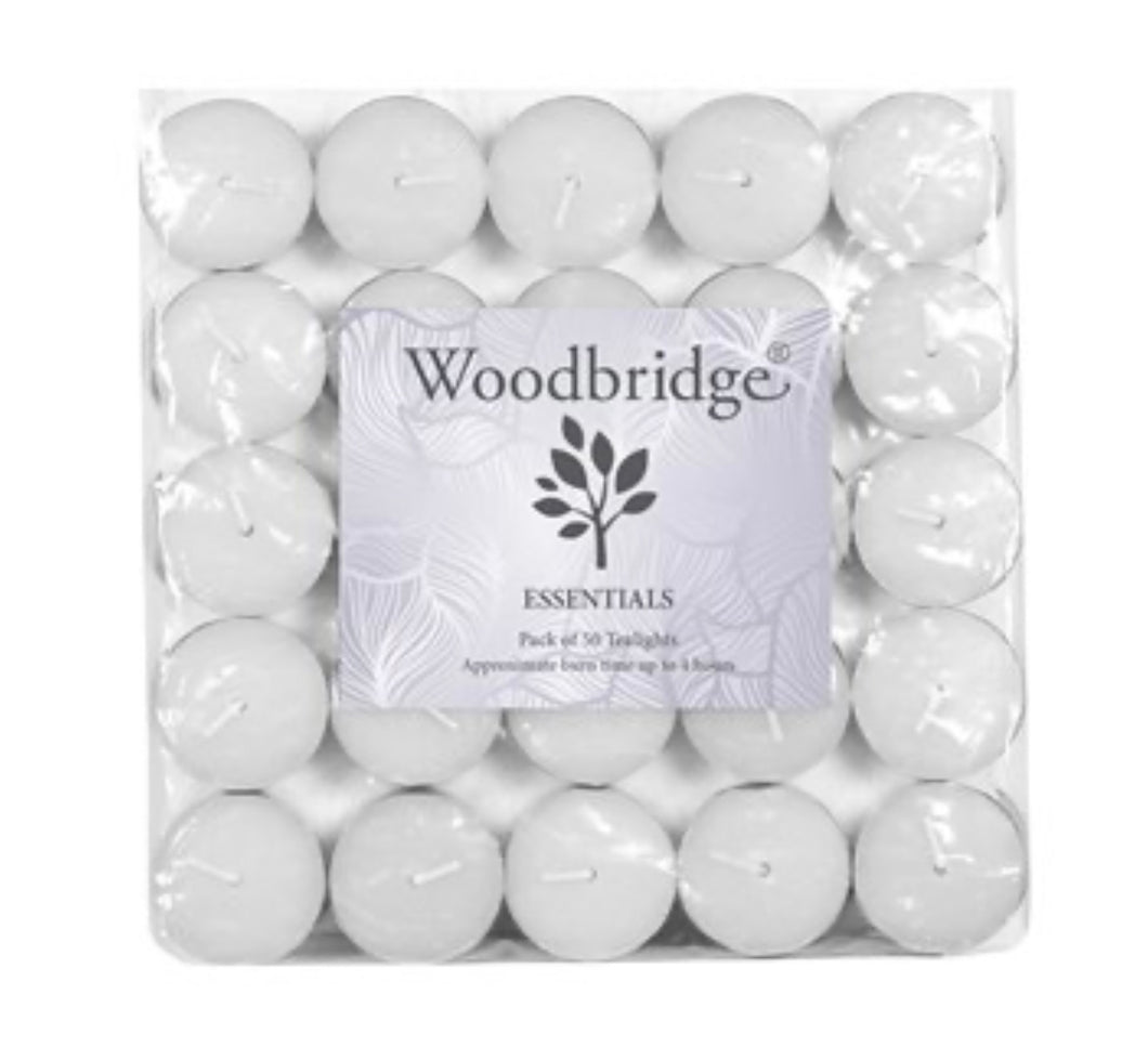 White Unscented Tealights Pack of 50